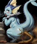 anatomically_correct anatomically_correct_anus anatomically_correct_genitalia anatomically_correct_pussy anthro anus bodily_fluids crouching dripping eeveelution fart fart_fetish feces female fur gaping gaping_anus generation_1_pokemon genitals hi_res looking_at_viewer pokemon_(species) pussy rear_view saliva saliva_drip scat solo spread_legs spreading tongue tongue_out vaporeon