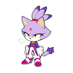 anthro chibi clothing eyelashes female footwear fur gloves_(marking) high_heels markings purple_body purple_fur simple_background solo standing tail yellow_eyes zaddha sega sonic_the_hedgehog_(series) blaze_the_cat domestic_cat felid feline felis mammal