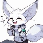 anthro canid canine fennec fox fur lucifluffy male mammal solo techwear white_body white_fur wilek