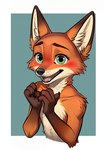 anthro blush ears_up eyebrows hands_together male open_mouth raised_eyebrows solo surprise zootopia hank94_(director) nick_wilde canid canine fox mammal hi_res