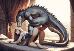 animal_genitalia anthro bed cloaca clothed clothing duo eyes_closed female from_behind_position furniture genitals male male/female partially_clothed penis pussy sex hyperion humanoid lizardman reptile scalie