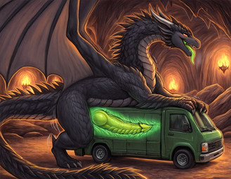 black_body blush cave clawed_hands claws dragons_fucking_cars feral fire genitals glowing glowing_genitalia glowing_penis green_tongue horn inside internal looking_pleasured male mechanophilia medium_truck motion_lines mythology open_mouth penetration penis red_eyes scales solo spread_wings toe_claws tongue tongue_out truck_(vehicle) van vehicle wings x-ray_view yellow_sclera tyto4tme4l meme_2026 dragon mythological_creature mythological_scalie scalie hi_res meme