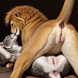 animal_genitalia animal_pussy butt duo feline_genitalia feline_pussy female female/female feral feral_on_feral genitals kissing licking looking_at_viewer looking_back looking_back_at_viewer presenting presenting_hindquarters presenting_pussy pussy tongue tongue_out anonymous_director felid lion mammal pantherine