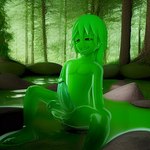 2_penises 3d_(artwork) balls digital_media_(artwork) forest genitals goo_creature goo_humanoid humanoid male mammal melting moan multi_genitalia multi_penis narrowed_eyes penis plant sitting slim slime smile solo theslimeguy tree zack3d_kinky_v1