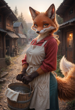 anthro clothed clothing female solo sounds_like_thunder canid canine fox mammal hi_res