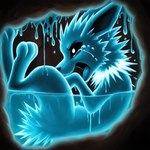 blue_body blue_fur bodily_fluids crying digestion duo feral fur inside_stomach lying male melting on_back soul_vore tears thedavid nintendo pokemon eeveelution generation_1_pokemon ghost jolteon pokemon_(species) spirit hi_res