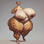 anthro big_breasts big_butt breasts butt female huge_breasts huge_butt hyper hyper_breasts hyper_butt hyper_hips nipples nude obese obese_anthro overweight overweight_anthro sagging_breasts solo cheetah felid feline mammal