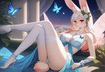 accessory anthro bra breasts butt clothing female flower flower_in_hair fur hair hair_accessory lingerie looking_at_viewer panties plant smile solo underwear danton arthropod butterfly insect lagomorph lepidopteran leporid mammal rabbit hi_res