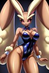 anthro big_breasts black_sclera bowtie breasts brown_body brown_fur bunny_costume camel_toe cleavage clothed clothing costume female fluffy_ears fur looking_at_viewer pink_eyes self_upload skimpy solo tight_clothing craftykittydog nintendo pokemon generation_4_pokemon lagomorph leporid lopunny mammal pokemon_(species) 2:3 colored