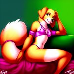 1:1 2023 anthro bedroom_eyes bikini bird_dog black_nose blauesreh bra breasts canid canine canis clothed clothing colored colorful detailed detailed_background digital_media_(artwork) domestic_dog female fur golden_retriever hair hunting_dog light lighting looking_at_viewer mammal multicolored_body narrowed_eyes navel nude partially_clothed pink_clothing portrait retriever seductive shaded simple_background smile soft_shading solo solo_focus stable_diffusion swimwear topwear traditional_media_(artwork) tuft two_tone_body underwear warm_colors white_body white_fur