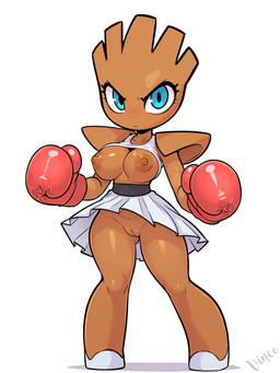 areola blue_eyes bottomwear boxing boxing_gloves breasts brown_areola brown_body brown_nipples brown_skin clothed clothing clothing_lift eyelashes female fighting_pose footwear front_view frowning_at_viewer genitals handwear monotone_body monotone_skin navel nipples nude pose pussy shadow shirt shirt_lift shoes simple_background skirt solo sport standing topwear upskirt vest white_background white_clothing vince_ai nintendo pokemon generation_1_pokemon hitmonchan humanoid pokemon_(species) hi_res signature