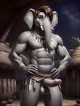 absurd_res anthro elephant elephantid eleptor erection hi_res male mammal proboscidean solo