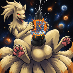 4_toes 9_tails animal_genitalia animal_penis balls big_balls big_penis black_claws black_nose black_penis bodily_fluids canine_genitalia canine_penis claws cum destruction fangs feet feral floating front_view fur genital_fluids genitals knot macro male multi_genitalia multi_knot multi_tail no_sclera pawpads penis pink_pawpads pink_tongue planet planet_destruction planet_penetrated red_eyes sharp_teeth solo space tail tan_balls tan_body tan_fur teeth terra_macro toes tongue tongue_out thedavid nintendo pokemon generation_1_pokemon ninetales pokemon_(species) hi_res