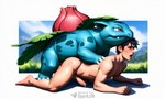 all_fours anal anal_penetration bestiality black_hair blush bodily_fluids claws doggystyle duo erection eyes_closed feral feral_penetrating feral_penetrating_human foreskin from_behind_position genital_fluids genitals hair human_on_feral human_penetrated humanoid_genitalia humanoid_penis interspecies larger_feral larger_male looking_pleasured male male/male male_on_feral male_on_human male_penetrated male_penetrating male_penetrating_male mounting nude open_mouth outside penetration penile penile_penetration penis penis_in_ass plant pokephilia precum quadruped red_eyes sex size_difference teeth text sergalbutt nintendo pokemon elemental_creature flora_fauna generation_1_pokemon human ivysaur mammal pokemon_(species) 5:3 signature url