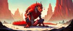 <3 balls erection feral fur genitals long_tail male neck_tuft open_mouth open_smile outside penile_spines penis presenting sitting_on_ground smile solo solo_focus tuft acryliccai dragon furred_dragon 4k absurd_res hi_res wallpaper