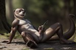 anthro bodily_fluids cum ejaculation forest furlow genital_fluids genitals lutrine male mammal masturbating masturbation mustelid penis plant solo tree