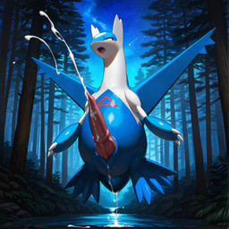 blush bodily_fluids creek cum ejaculation feral floating forest forest_background genital_fluids hands-free looking_pleasured male nature nature_background night open_mouth plant sky solo star starry_sky tree water wings matt3985_(director) nintendo pokemon generation_3_pokemon latios legendary_pokemon pokemon_(species) hi_res