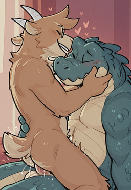 <3 anal anal_penetration anthro duo eyes_closed eyewear genitals glasses hearts_around_head holding_face holding_partner horn love male male/male muscular pecs penetration penis pink_background romantic romantic_ambiance romantic_couple sex simple_background slightly_chubby tail leafeon_lover duncan_(doginacafe) eddie_(doginacafe) alligator alligatorid bovid caprine crocodile crocodilian crocodylid goat mammal reptile rocky_mountain_goat scalie hi_res