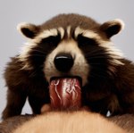 anthro black_nose close-up duo fellatio genitals male male/male mammal oral oral_penetration penetration penile penis procyonid raccoon rocket_raccoon sex sombreru vein veiny_penis