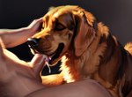 absurd_res ambiguous_gender bestiality bird_dog black_nose bodily_fluids brown_body brown_fur canid canine canis content_smile cum cum_in_mouth cum_inside domestic_dog eyes_closed fellatio feral fur genital_fluids golden_retriever gradient_background hand_on_head happy hi_res human human_on_feral hunting_dog interspecies male male/ambiguous male_on_feral mammal oral oral_penetration penetration penile penis_in_mouth retriever sex shuffur side_view signature simple_background smile