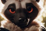 2024 anthro bokeh clothing depth_of_field detailed_fur female fur jacket looking_at_viewer neck_tuft red_sclera smile solo topwear tuft white_body white_fur 8747928hp lemur mammal primate strepsirrhine bust_portrait detailed hi_res portrait