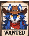 amber_eyes anthro blue_body blue_fur blue_hair clothing cowboy cowboy_hat feral fluffy fluffy_ears fur hair hat headgear headwear long_hair male pose solo tuft alastorgj fell_(fenrir) animal_humanoid canid canine canis humanoid mammal mammal_humanoid wolf hi_res