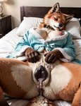 animal_genitalia animal_pussy anthro anus bodily_fluids breasts canine_pussy collar cum exposed_breasts female genital_fluids genitals leaking_cum nightgown nipples pussy sleeping solo spread_legs spreading redfoxthing_idk canid canine fox mammal