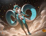 abs anthro balls bracelets breasts confetti covered_nipples crown genitals gynomorph hair hair_over_eyes intersex muscular pasties penis solo latentspaceman hi_res