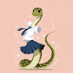 ambiguous_gender anthro armless bottomwear clothing necktie school_uniform skirt smile solo uniform anonymous_director invoke_high reptile scalie snake hi_res