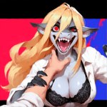 5_fingers arm_grab big_breasts black_bra black_clothing black_underwear blonde_hair bodily_fluids bra breasts claws cleavage clothed clothing crazy_eyes disembodied_hand drooling duo female fingers first_person_view grey_body grey_skin hair human_pov lace_bra long_hair looking_at_viewer non-mammal_breasts open_clothing open_mouth open_shirt open_topwear pov_hands red_eyes saliva saliva_string sharp_teeth shirt simple_background smile solo_focus teeth tongue topwear underwear white_clothing white_shirt white_topwear gshepanon fish mammal marine shark hi_res story story_in_description