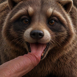 brown_body brown_eyes brown_fur duo erection feral fur genitals glans interested licking licking_glans male male/male oral penile penis penis_lick redpanda2025 sex smile tasting tongue tongue_out whisker_spots human mammal