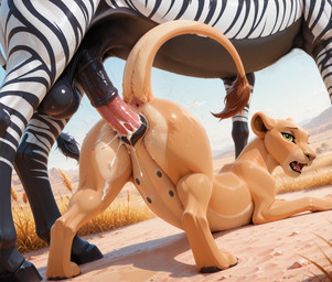 animal_genitalia animal_penis animal_pussy anus bodily_fluids cum cum_in_pussy cum_inside duo equine_penis faceless_character faceless_male feline_genitalia feline_pussy female feral genital_fluids genitals green_eyes hairy_pussy large_penetration lying male male/female moan nipples on_front open_mouth penetration penis pussy size_difference tail_anus vaginal hydra_(director) the_lion_king nala_(the_lion_king) equid equine felid lion mammal pantherine zebra hi_res