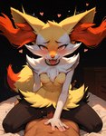 <3 anthro bodily_fluids female genital_fluids orgasm pussy_juice shaking solo tongue tongue_out vaginal ralseixx braixen generation_6_pokemon pokemon_(species) hi_res