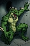 4_toes abs anthro athletic athletic_anthro athletic_male biceps claws feet green_body insomniac_games lizard_tail male marvel marvels_spiderman2 muscular muscular_anthro muscular_male neck_muscles nipples nude open_mouth pecs ripped_muscles serratus sharp_teeth solo spikes stripes tail teeth toes tongue tongue_out triceps birdovo the_lizard_(marvel) hybrid lizard lizardman reptile scalie hi_res