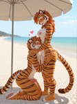 <3 anthro beach beach_umbrella bedroom_eyes belly blush breasts duo erection female fur genitals hand_on_head hand_on_hip hand_on_leg hand_on_thigh head_on_belly heart_symbol kneeling light looking_down love male male/female narrowed_eyes nude nuzzling orange_body orange_fur penis sand seaside seductive shy standing stripes summer sunlight white_belly mocchanyen felid mammal pantherine tiger hi_res