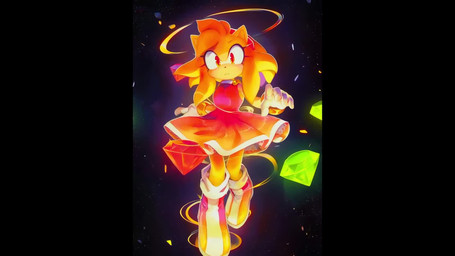 accessory anthro aura boots chaos_emerald clothed clothing dress emerald_(gem) eyelashes female floating footwear fur gem gloves hair_accessory hairband handwear light red_clothing red_dress red_eyes shoes solo space yellow_body yellow_fur unknown_director sega sonic_the_hedgehog_(comics) sonic_the_hedgehog_(series) amy_rose super_amy_rose animated colored hi_res lighting music short_playtime webm