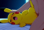 bedroom blush bodily_fluids duo female feral genitals hand_on_head interspecies looking_pleasured male male/female penetration penile penis pokephilia saliva sex sunset tongue vaginal vaginal_penetration nintendo pokemon pokemon_trainer generation_1_pokemon human mammal pikachu pokemon_(species)