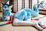 Rating: q
ID: 111616
Date: 2025-06-19 00:11:44 -0400
Status: pending
Score: 5
anthro asian_clothing blue_body blue_fur blush bracelet clothing colored_nails costume curvy_figure east_asian_clothing eeveelution female fur fursuit generation_1_pokemon green_eyes hi_res inside japanese_architecture japanese_clothing jewelry legwear lying miko_outfit nails nintendo on_front panties pawpads paws pink_nose pink_pawpads plushie pokemon pokemon_(species) realistic realistic_fur red_nails side_view solo toeless_legwear underwear vaporeon white_clothing white_panties white_underwear post #111616