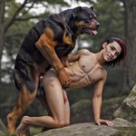 absurd_res anal anal_penetration balls bestiality canid canine canis domestic_dog duo feral feral_penetrating feral_penetrating_human genitals hi_res human human_on_feral human_penetrated humanoid humanoid_genitalia humanoid_penis hyper_realistic_ai interspecies knot male male/male male_on_feral mammal mastiff molosser nipples penetration penis realistic rottweiler sex wazaa