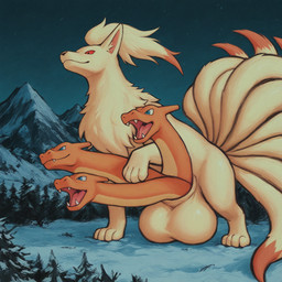 balls big_balls feral genitals group huge_balls hyper hyper_balls hyper_genitalia male multi_genitalia multi_penis night penis sentient_penis snow thedavid nintendo pokemon charizard generation_1_pokemon ninetales pokemon_(species) hi_res