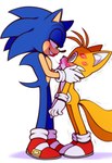 after_kiss anthro anthro_on_anthro blush bodily_fluids clothing dizzy duo eye_contact femboy footwear girly gloves handwear kiss_mark lipstick looking_at_another makeup male male/male narrowed_eyes saliva saliva_string shaking simple_background trembling anonymous_director sonic_the_hedgehog_(series) miles_prower sonic_the_hedgehog canid canine eulipotyphlan fox hedgehog mammal hi_res