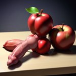 7oxytron ambiguous_gender animal_genitalia animal_penis animate_inanimate apple balls bodily_fluids canine_genitalia canine_penis duo food fruit furniture genital_fluids genitals grey_background knot leaf male male/ambiguous multi_genitalia multi_penis penis plant precum simple_background table unusual_anatomy unusual_genitalia unusual_penis vein vignette what_has_science_done