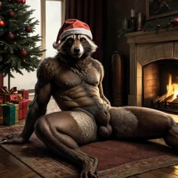 animal_genitalia anthro balls christmas christmas_clothing christmas_headwear christmas_tree close-up close_up clothing crotch_focus crotch_smother crotch_smothering fully_sheathed genitals grok_imagine hat headgear headwear male plant santa_hat sheath smothering_pov smothering_viewer solo tree walking_towards_viewer shut_up_and_watch rocket_raccoon mammal procyonid raccoon animated no_sound short_playtime webm