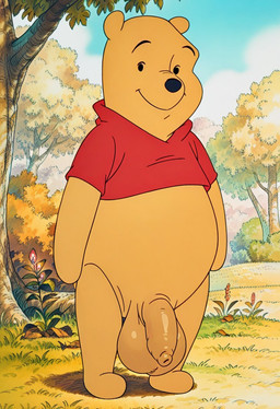 anthro balls big_balls big_penis bottomless bottomless_anthro bottomless_male clothed clothing flaccid foreskin foreskin_overhang forest forest_background genitals humanoid_genitalia humanoid_penis long_foreskin looking_at_viewer male nature nature_background outside penis plant plushie red_clothing red_shirt red_topwear saggy_balls shirt smile solo t-shirt thick_penis topwear tree unretracted_foreskin boxen549 winnie_the_pooh_(franchise) pooh_bear animate_inanimate living_plushie mammal ursid ursine hi_res