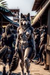 anthro balls breasts building casual_nudity female fur genitals group house male nipples nude plant pussy sheath_tuft ulfur5605 canid canine canis mammal wolf hi_res