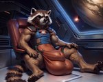 absurd_res anatomically_correct anatomically_correct_genitalia animal_genitalia anthro balls big_balls big_bulge big_sheath bulge clothing doggyai fur genitals guardians_of_the_galaxy hi_res huge_balls huge_bulge huge_sheath hyper hyper_balls hyper_bulge hyper_genitalia hyper_sheath male mammal procyonid raccoon rocket_raccoon sheath solo space spacecraft spread_legs spreading vehicle