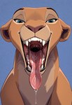 black_lips blue_eyes bodily_fluids fangs female feral lips looking_at_viewer mouth_shot open_mouth saliva teeth tongue tongue_out anonymous_director the_lion_king nala_(the_lion_king) felid feline mammal hi_res