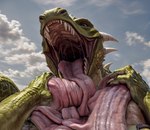 ambiguous_gender bodily_fluids duo first_person_view hyper hyper_tongue licking mouth_shot open_mouth open_smile saliva saliva_on_tongue sky smile teeth tongue tongue_grab tongue_out tongueplay 399secondplaces dragon scalie hi_res