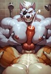 animal_genitalia animal_penis anthro bara big_muscles big_pecs big_penis bodily_fluids breast_play breast_squish breasts canine_genitalia canine_penis cum cum_on_self duo ejaculation erection eye_patch eyewear fangs first_person_view fur genital_fluids genitals grey_body grin hair knot male male/male multicolored_body multicolored_fur muscular nipples orange_body orange_fur pecjob pecs penis pony_diffusion_(model) red_eyes sex shower smile smug solo_focus squish star_fox tile tile_wall two_tone_body two_tone_fur vein veiny_penis wall_(structure) white_hair director_aislopper fox_mccloud wolf_o'donnell canid canine canis fox mammal wolf hi_res