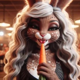 amorabunny anthro bedroom_eyes brown_body brown_fur carrot choker female food fur hair holding_object inside jewelry lamp licking long_hair looking_at_viewer multicolored_body multicolored_fur narrowed_eyes necklace plant rabbit_ears rabbit_nose seductive silver_hair solo sound_warning tongue tongue_out vegetable whiskers white_body white_fur lagomorph leporid mammal rabbit invalid_tag animated short_playtime webm